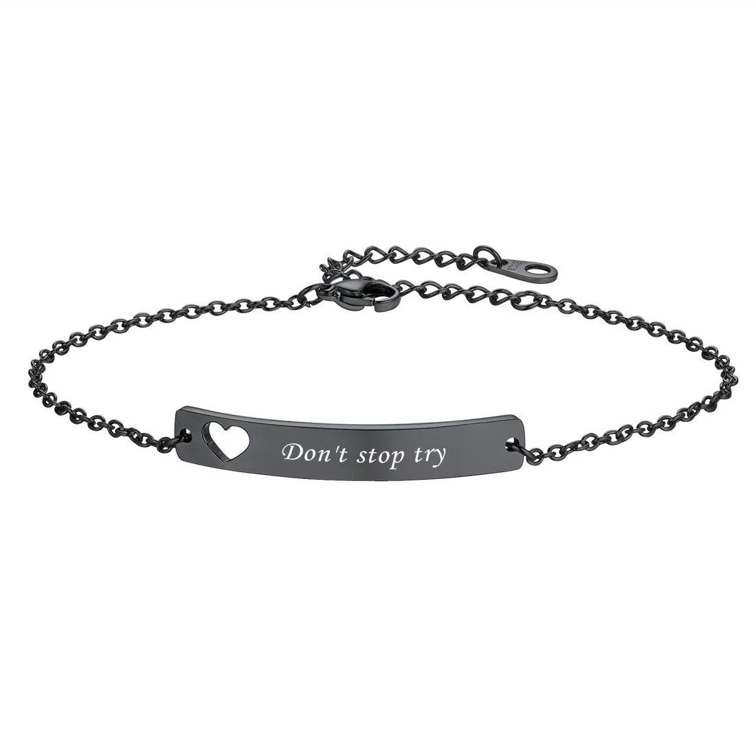 Bracelet Personnalisé avec Barre Nominale pour Hommes et Femmes Noir