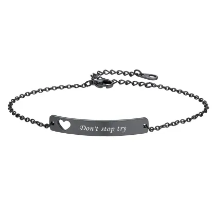 Bracelet Personnalisé avec Barre Nominale pour Hommes et Femmes Noir