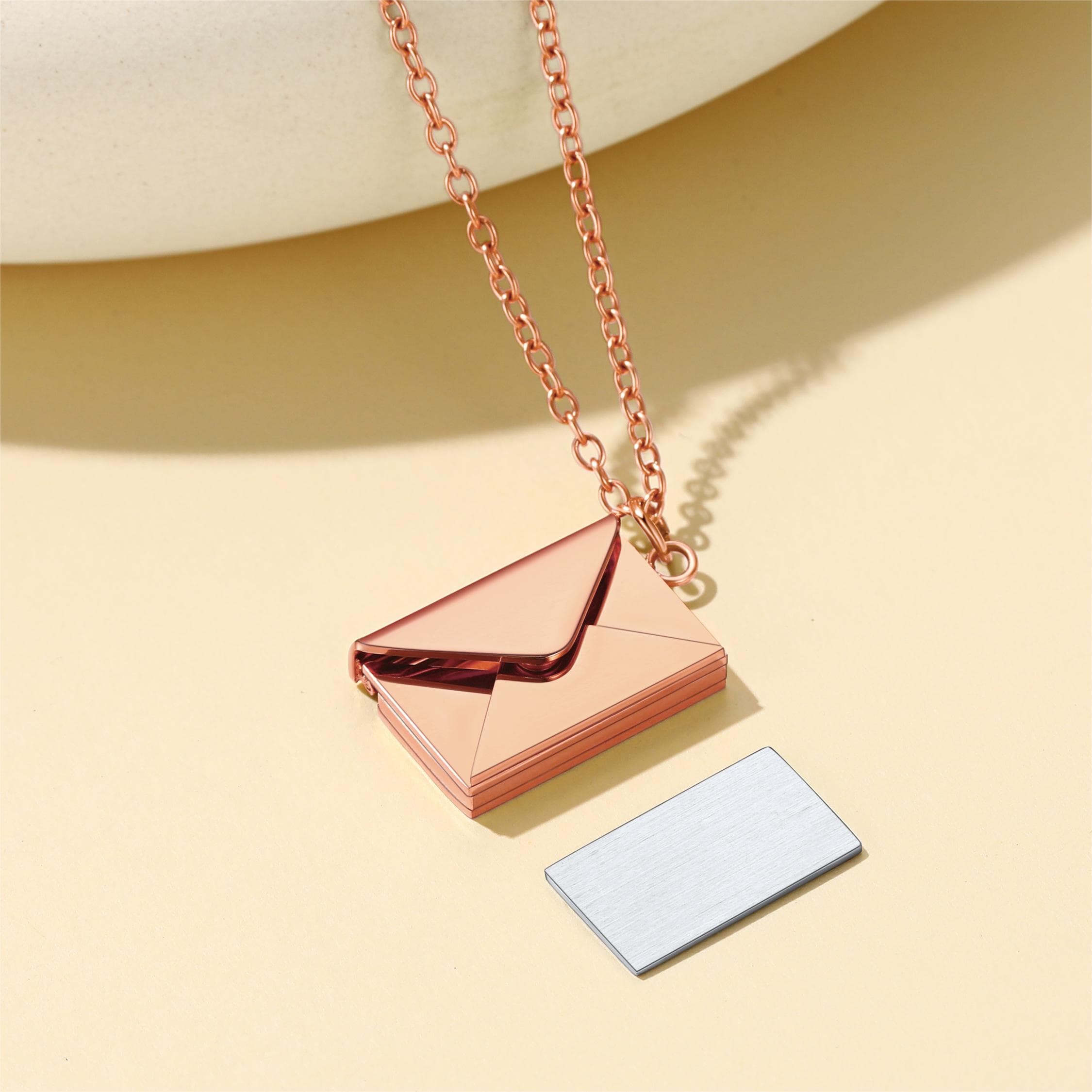 Collier Enveloppe Personnalisé avec Photo Or Rose 