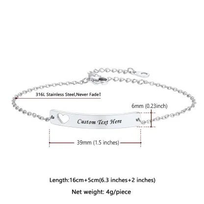 Bracelet Personnalisé avec Barre Nominale pour Hommes et Femmes Taille