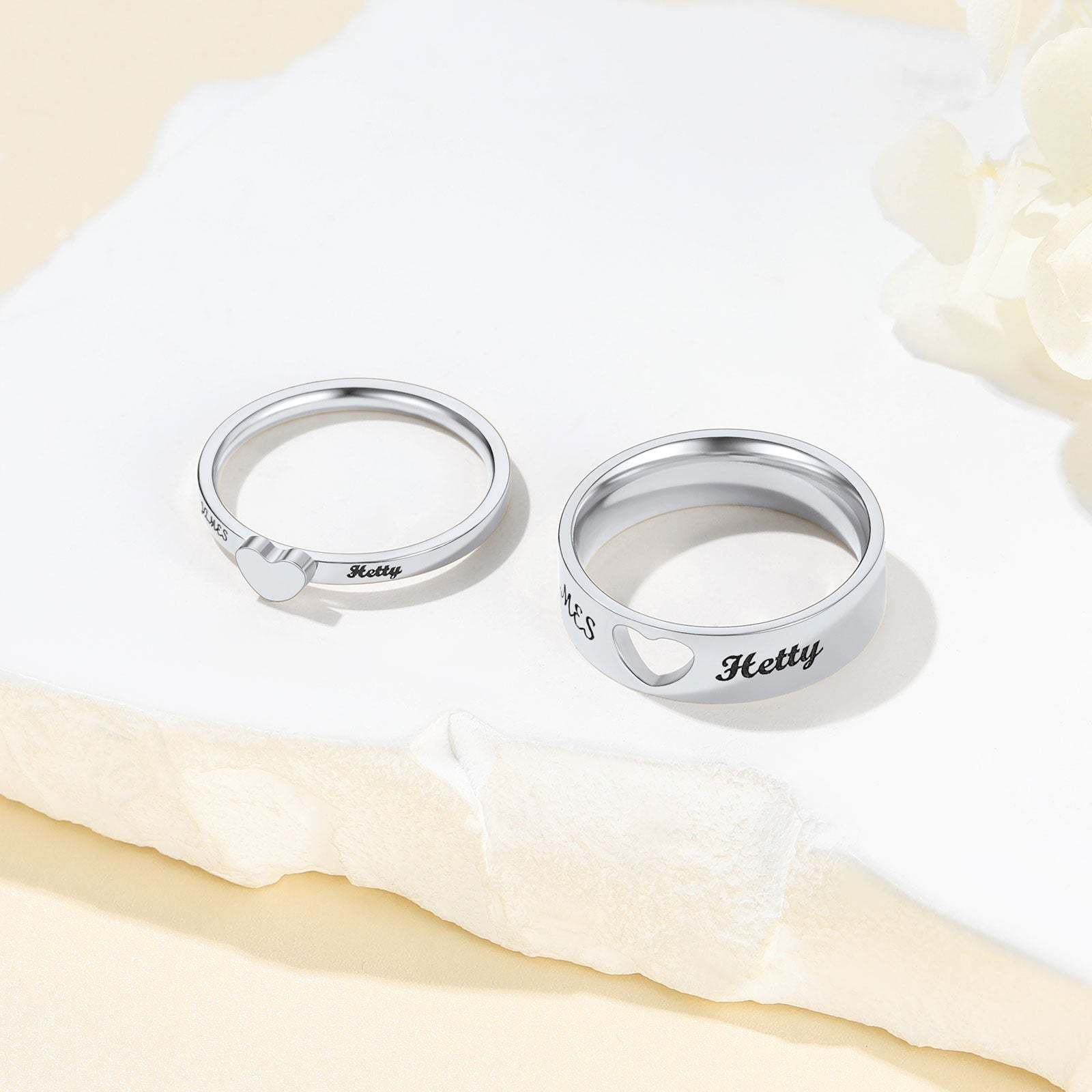 Bagues Promesse Personnalisées avec Prénoms Argenté