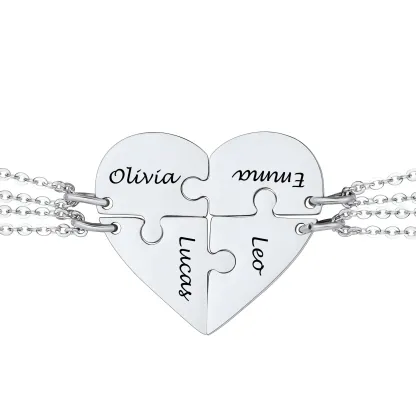 Colliers Personnalisés avec Pièces de Puzzle en Forme de Cœur Argenté 4 pièeces