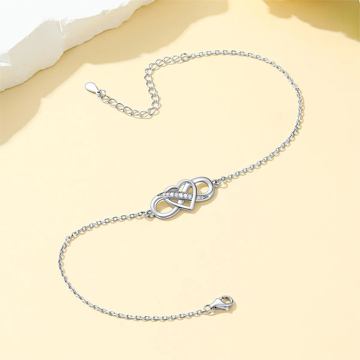 Bracelet de Cheville Cœur Infini  pour Femme Argenté