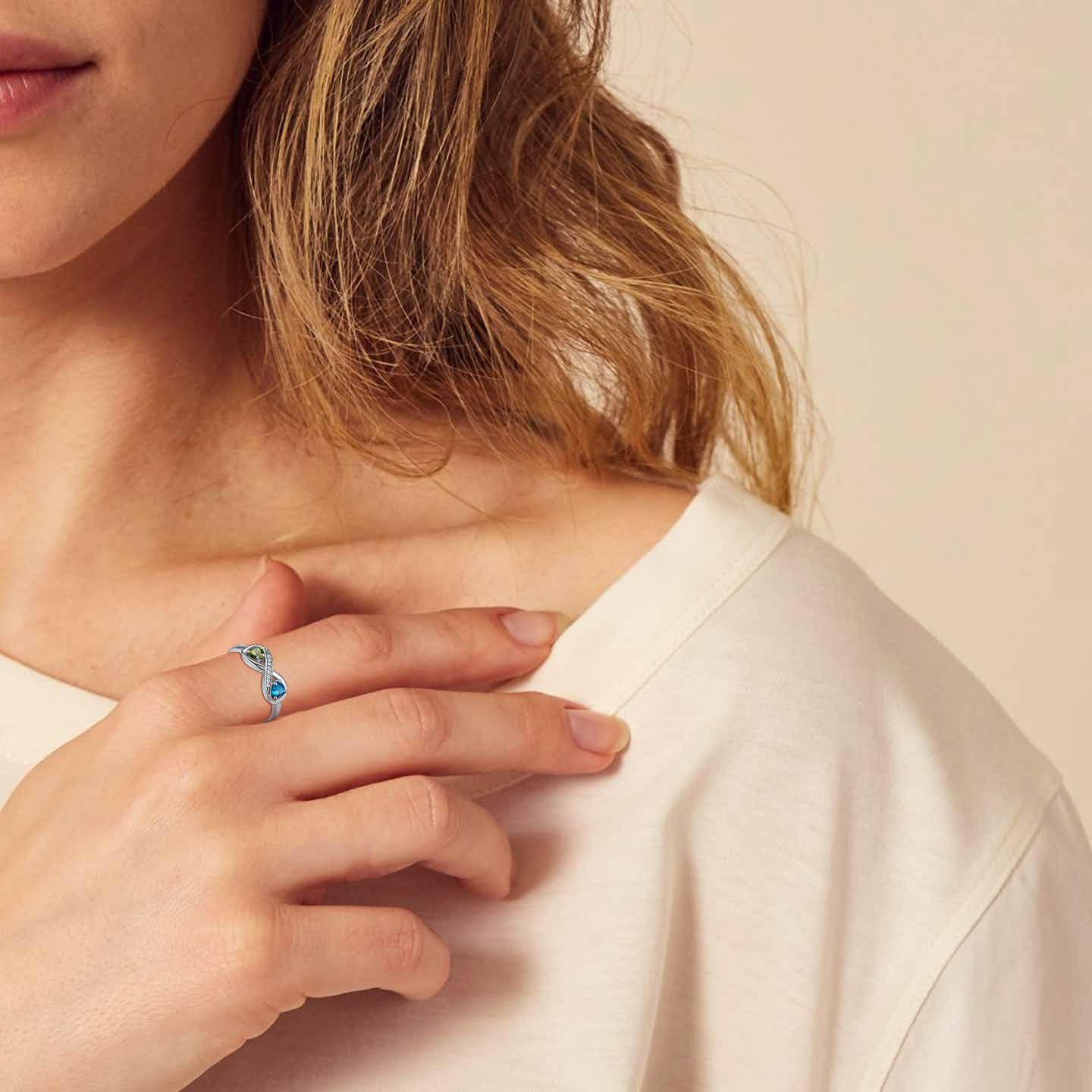 Custom4u Bague Infini Personnalisée avec Pierres de Naissance