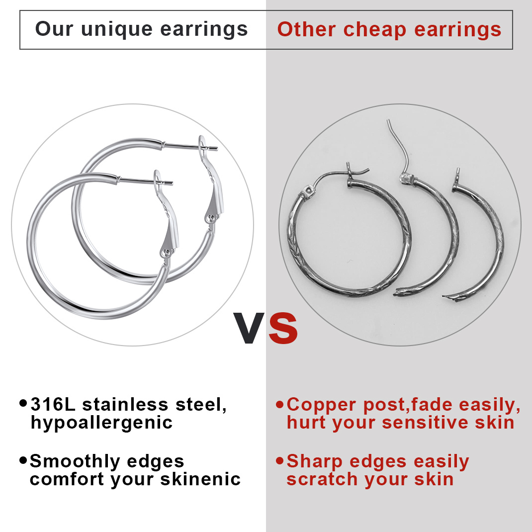 Créoles Larges et Légeres en Acier Inoxydable pour Femmes Comparaison