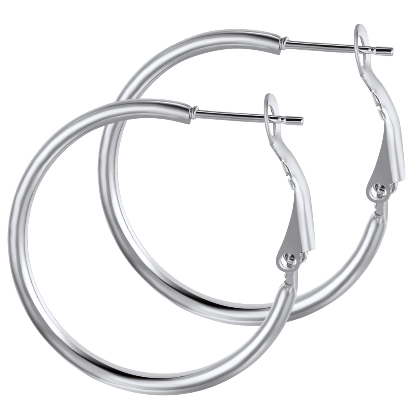 Créoles Larges et Légeres en Acier Inoxydable pour Femmes Argenté 30mm