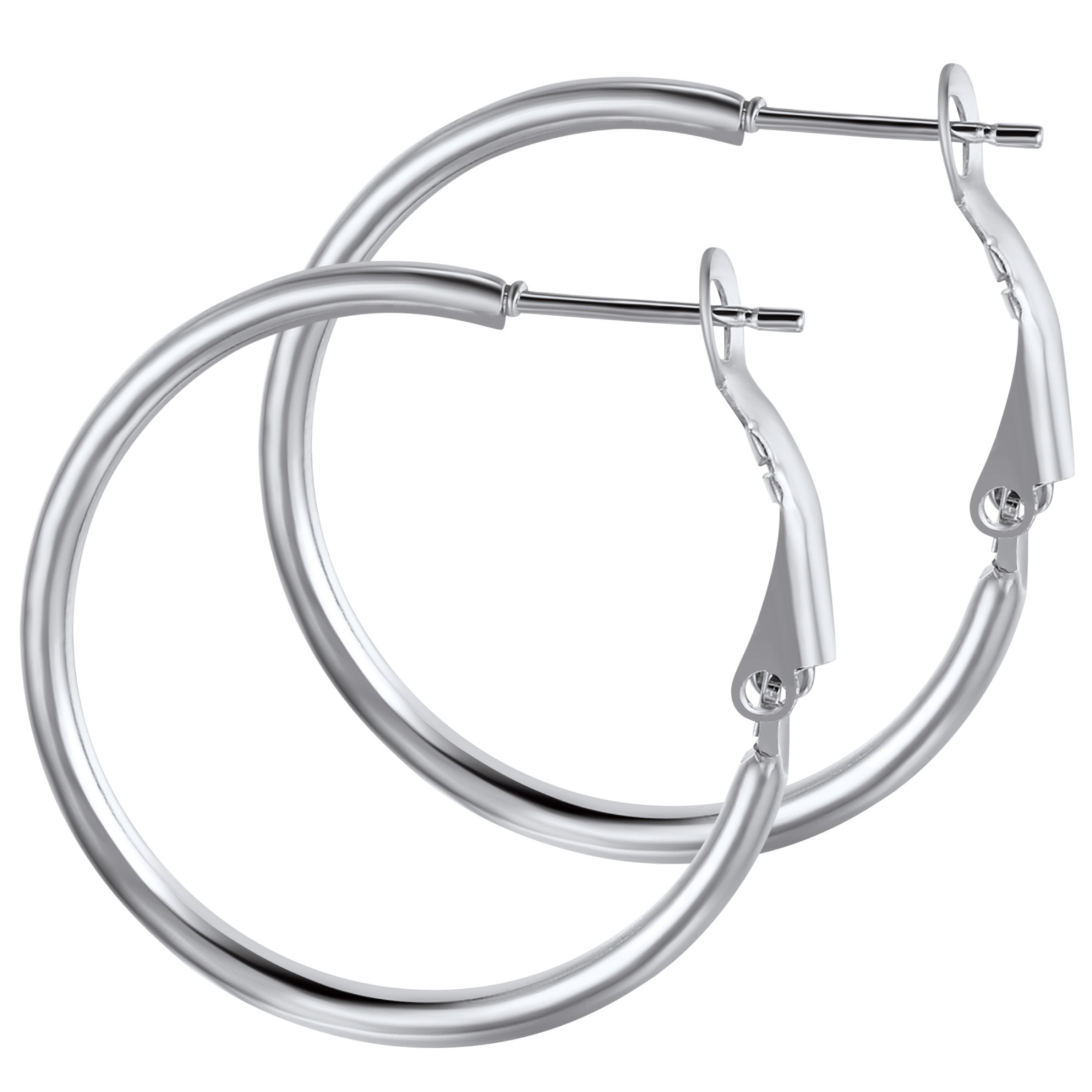 Créoles Larges et Légeres en Acier Inoxydable pour Femmes Argenté 30mm