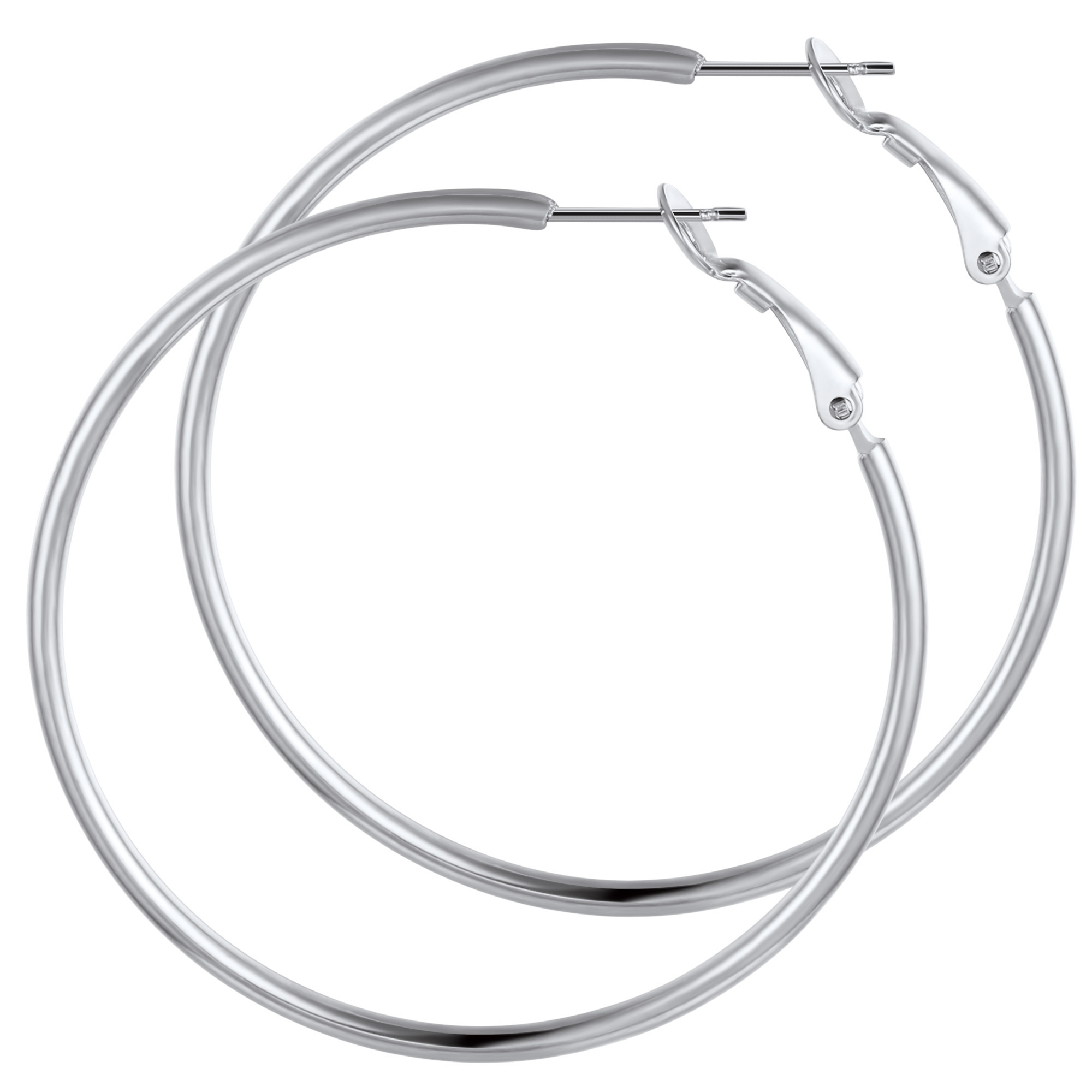 Créoles Larges et Légeres en Acier Inoxydable pour Femmes  Argenté 50mm