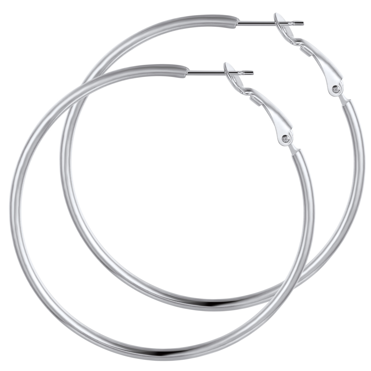 Créoles Larges et Légeres en Acier Inoxydable pour Femmes  Argenté 50mm