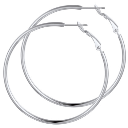 Créoles Larges et Légeres en Acier Inoxydable pour Femmes  Argenté 50mm