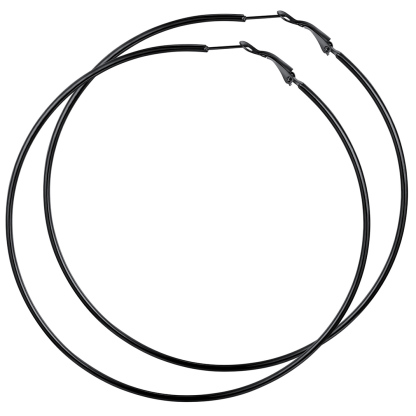 Créoles Larges et Légeres en Acier Inoxydable pour Femmes  Noir 70mm