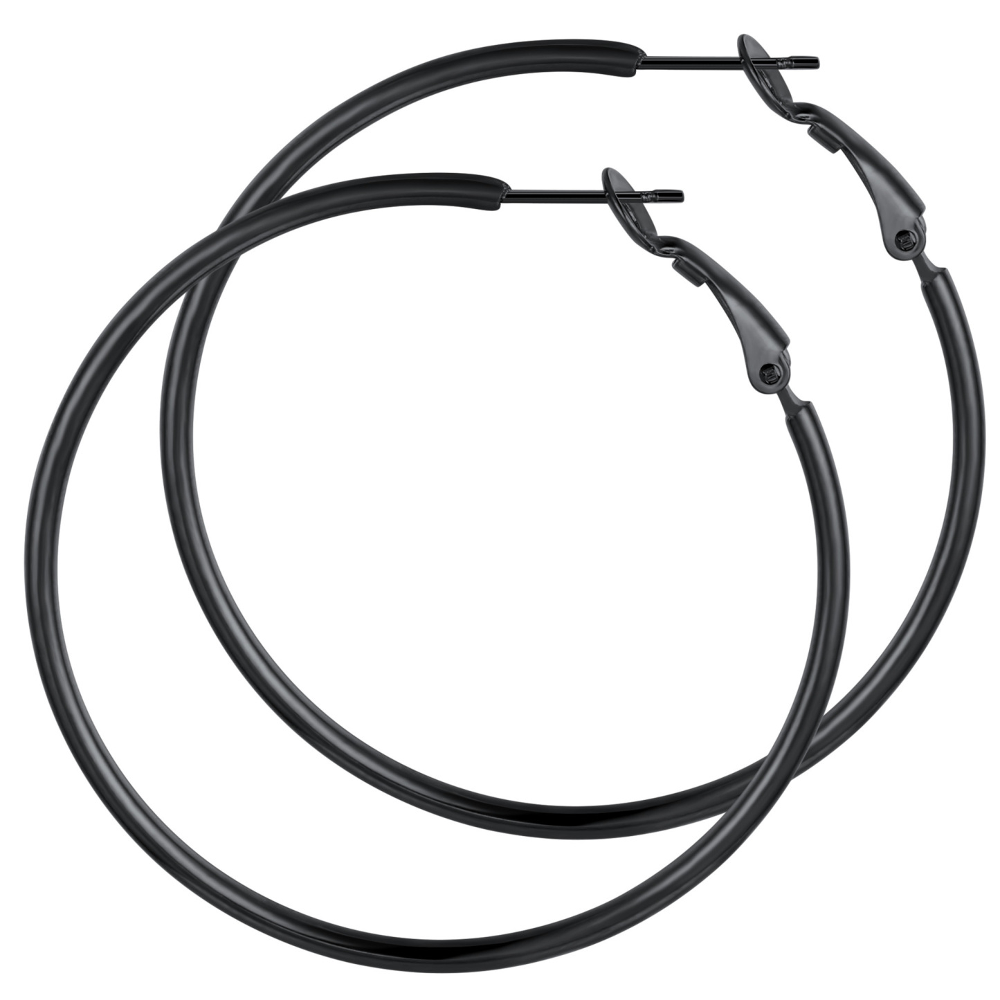 Créoles Larges et Légeres en Acier Inoxydable pour Femmes  Noir 50mm