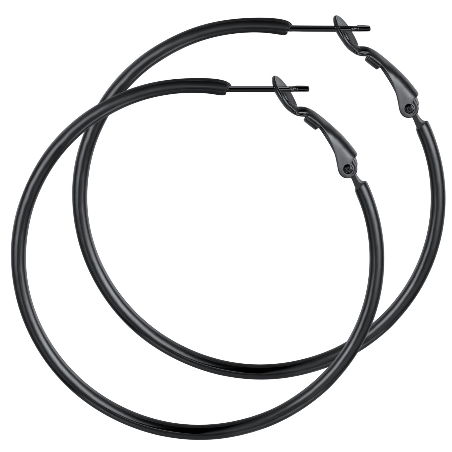 Créoles Larges et Légeres en Acier Inoxydable pour Femmes  Noir 50mm