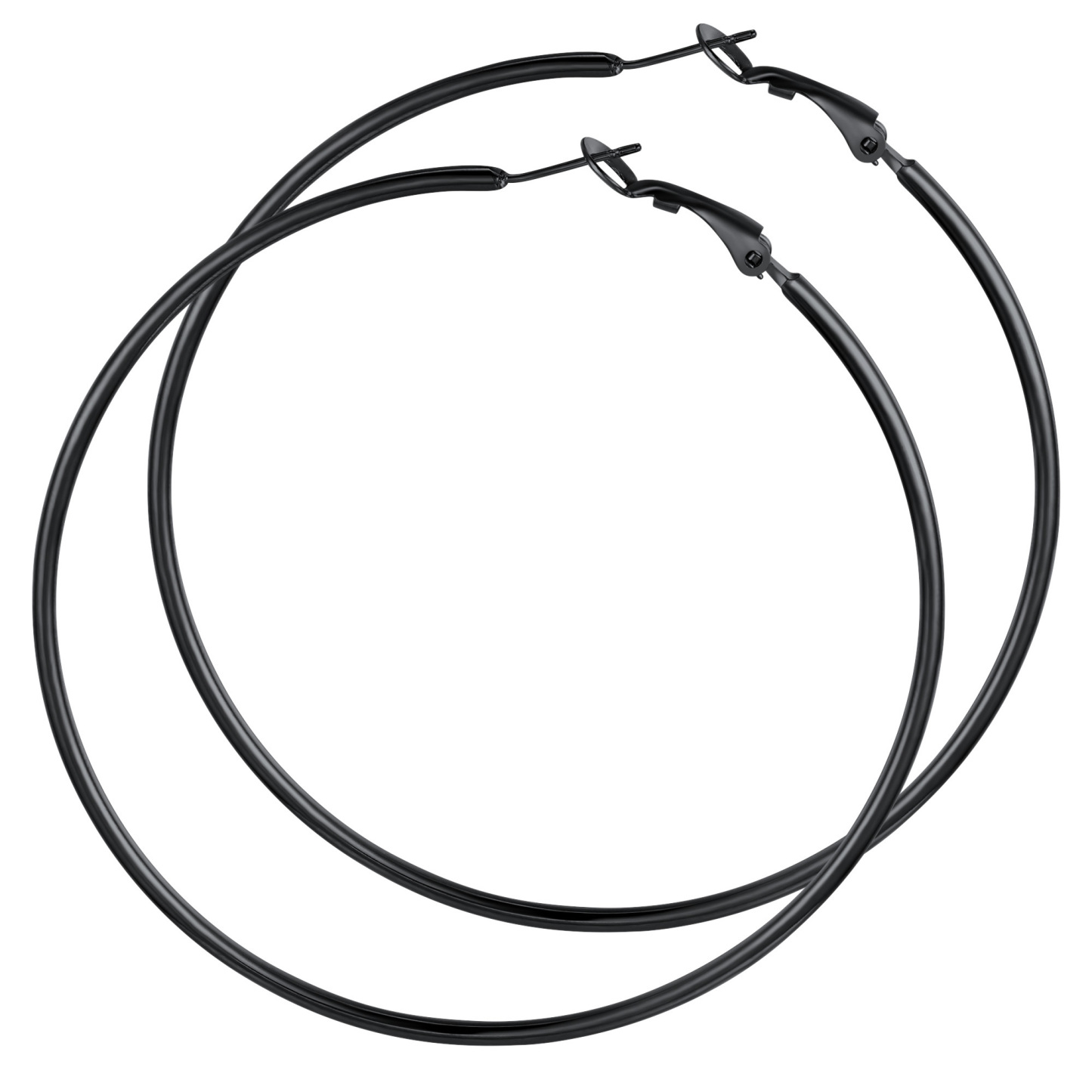 Créoles Larges et Légeres en Acier Inoxydable pour Femmes  Noir 100mm