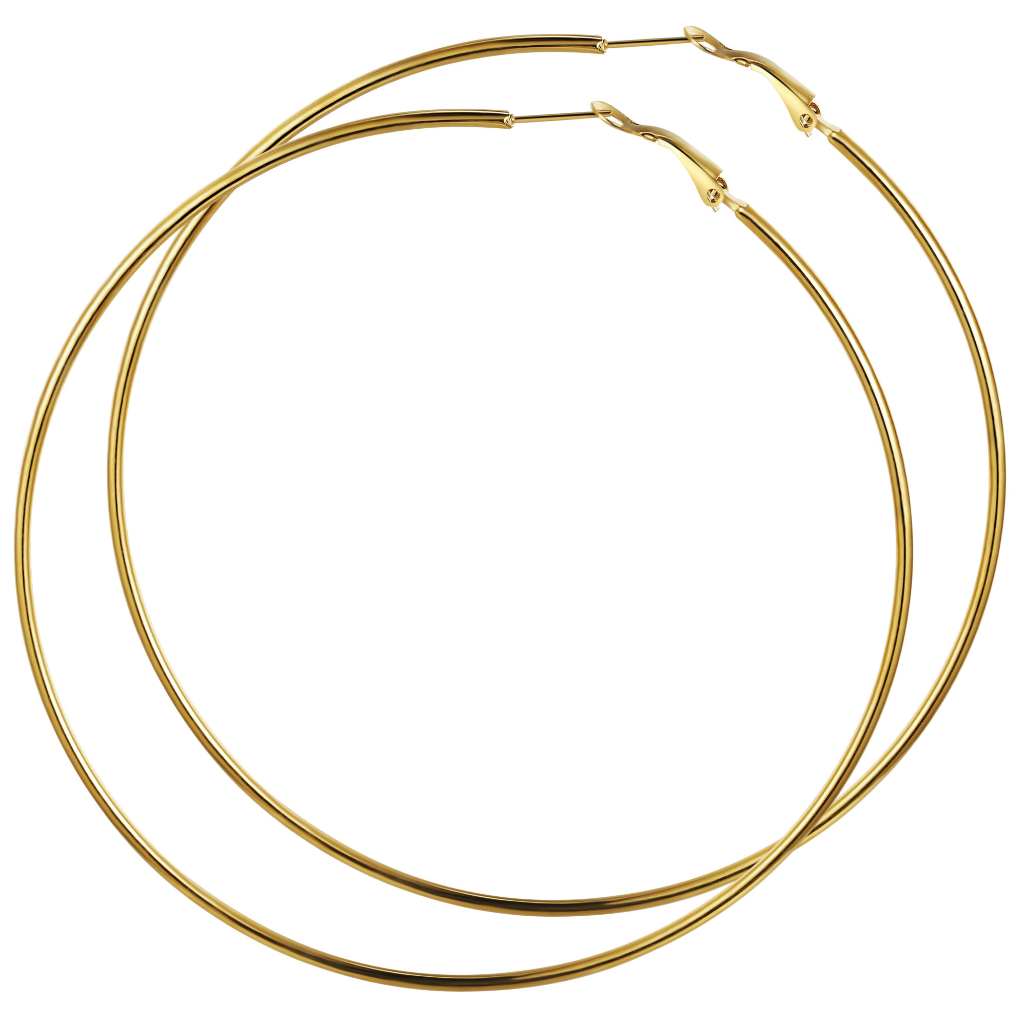 Créoles Larges et Légeres en Acier Inoxydable pour Femmes  Or 100mm