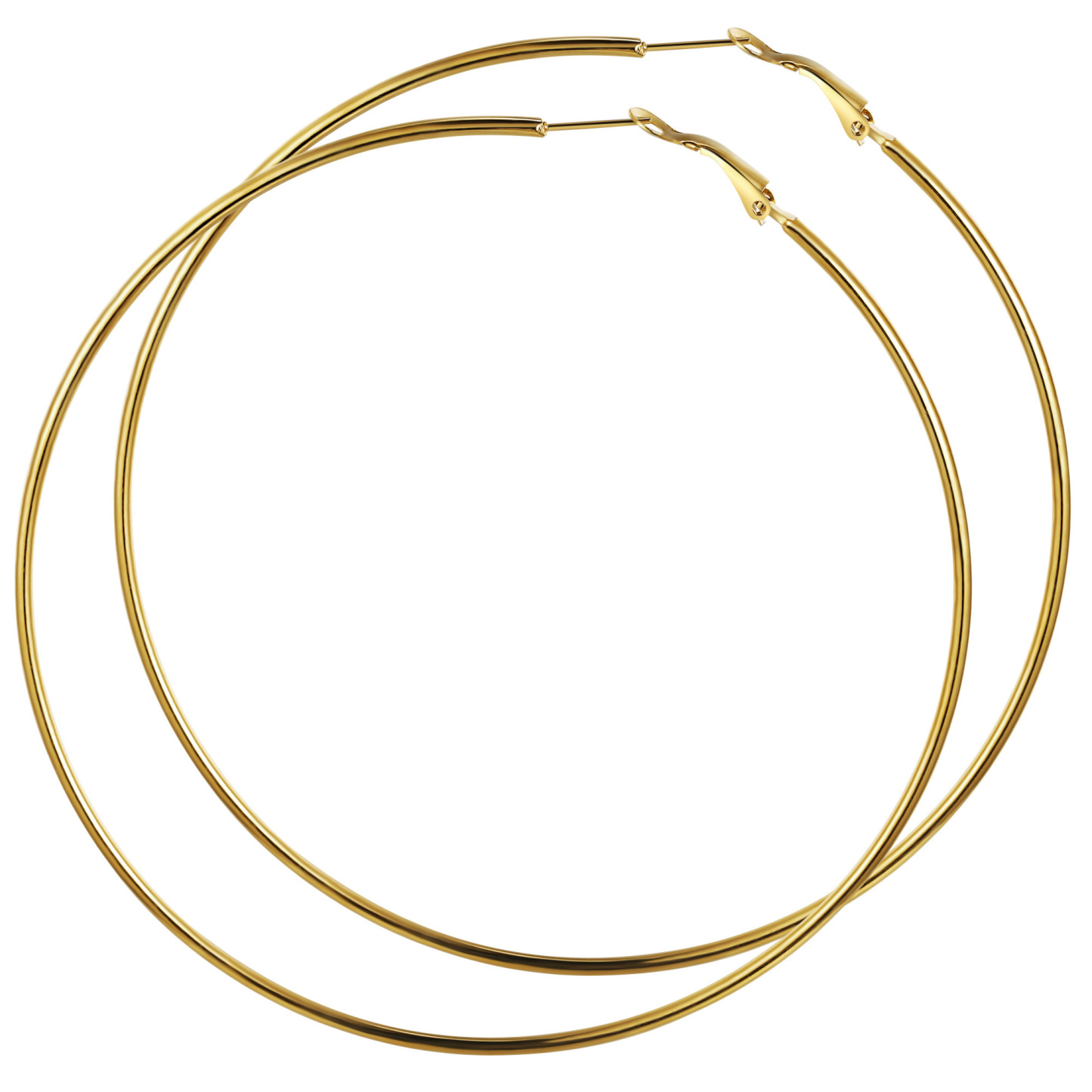 Créoles Larges et Légeres en Acier Inoxydable pour Femmes  Or 100mm