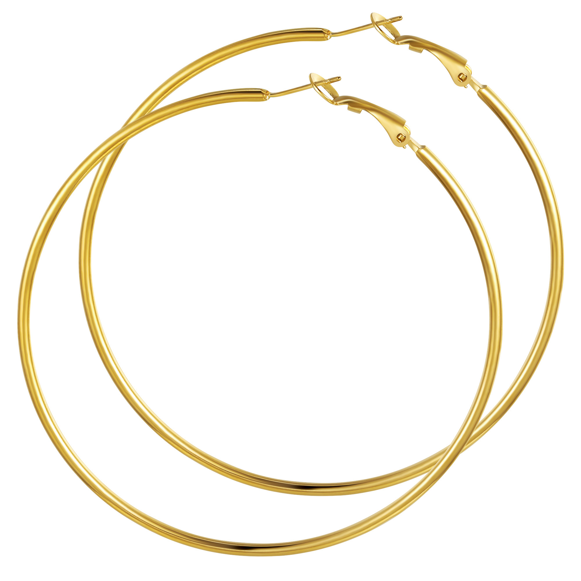 Créoles Larges et Légeres en Acier Inoxydable pour Femmes  Or 70mm