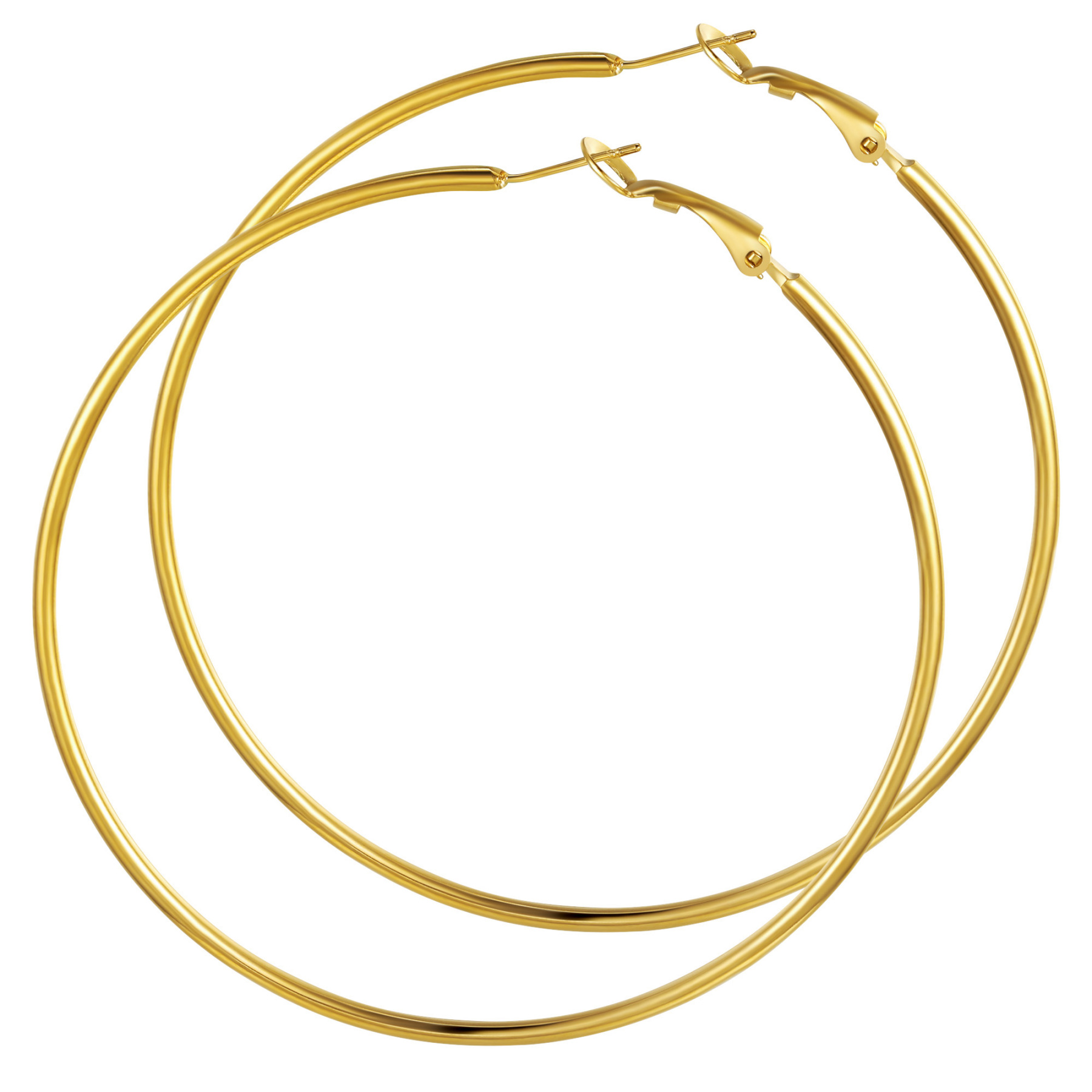 Créoles Larges et Légeres en Acier Inoxydable pour Femmes  Or 70mm