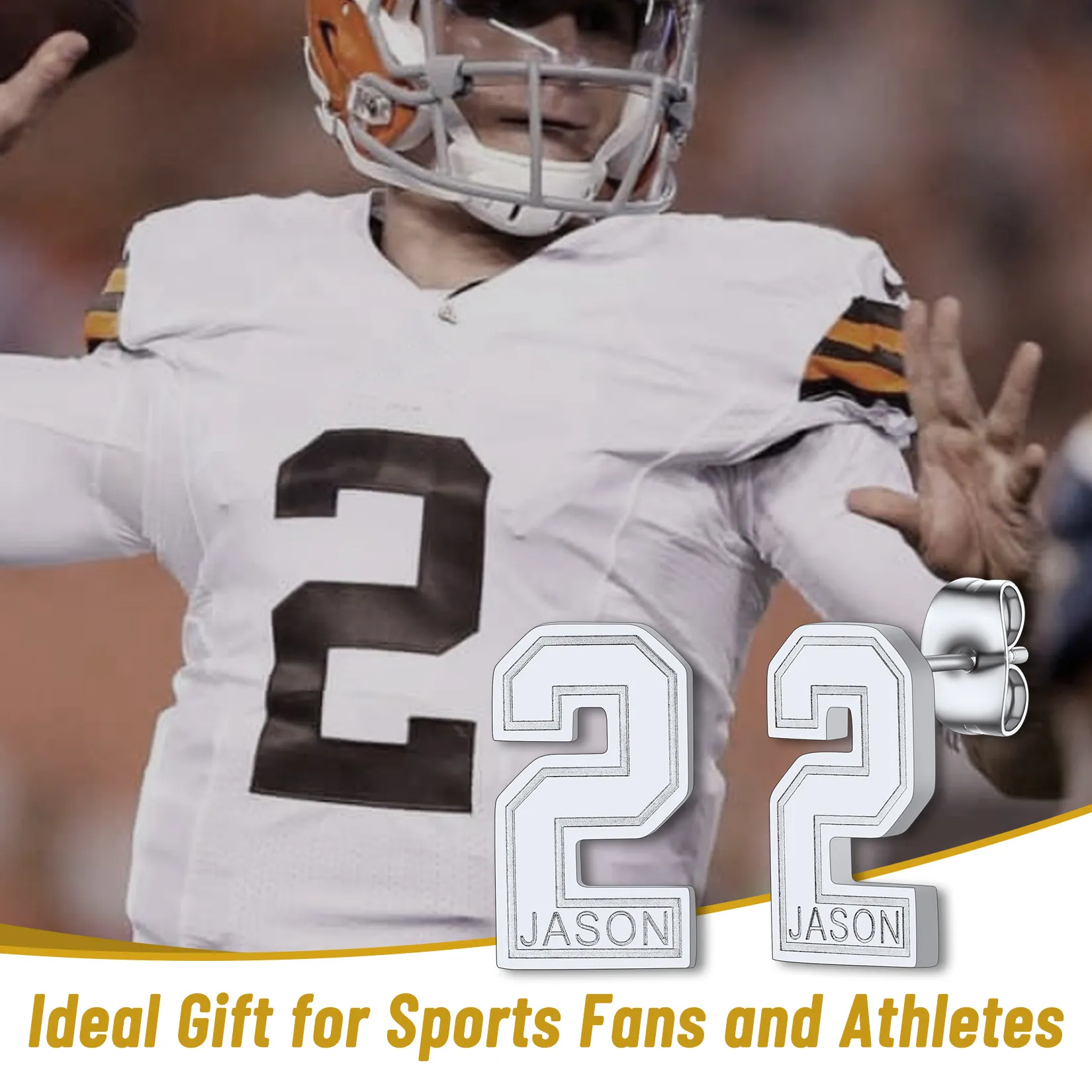 Boucles d’Oreilles Personnalisées avec Nom et Numéro de Sport