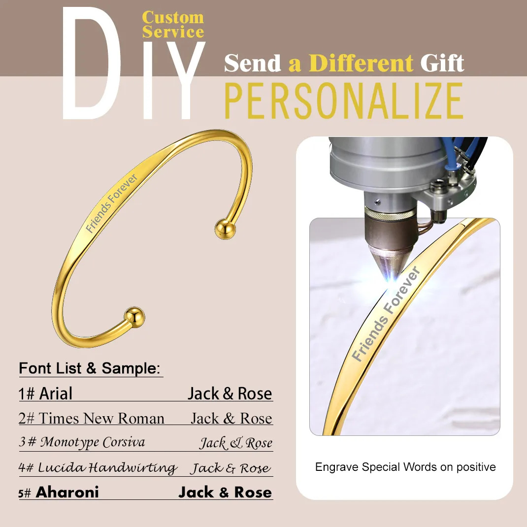 Bracelet Manchette Personnalisé Gravé avec Nom pour Femme Police