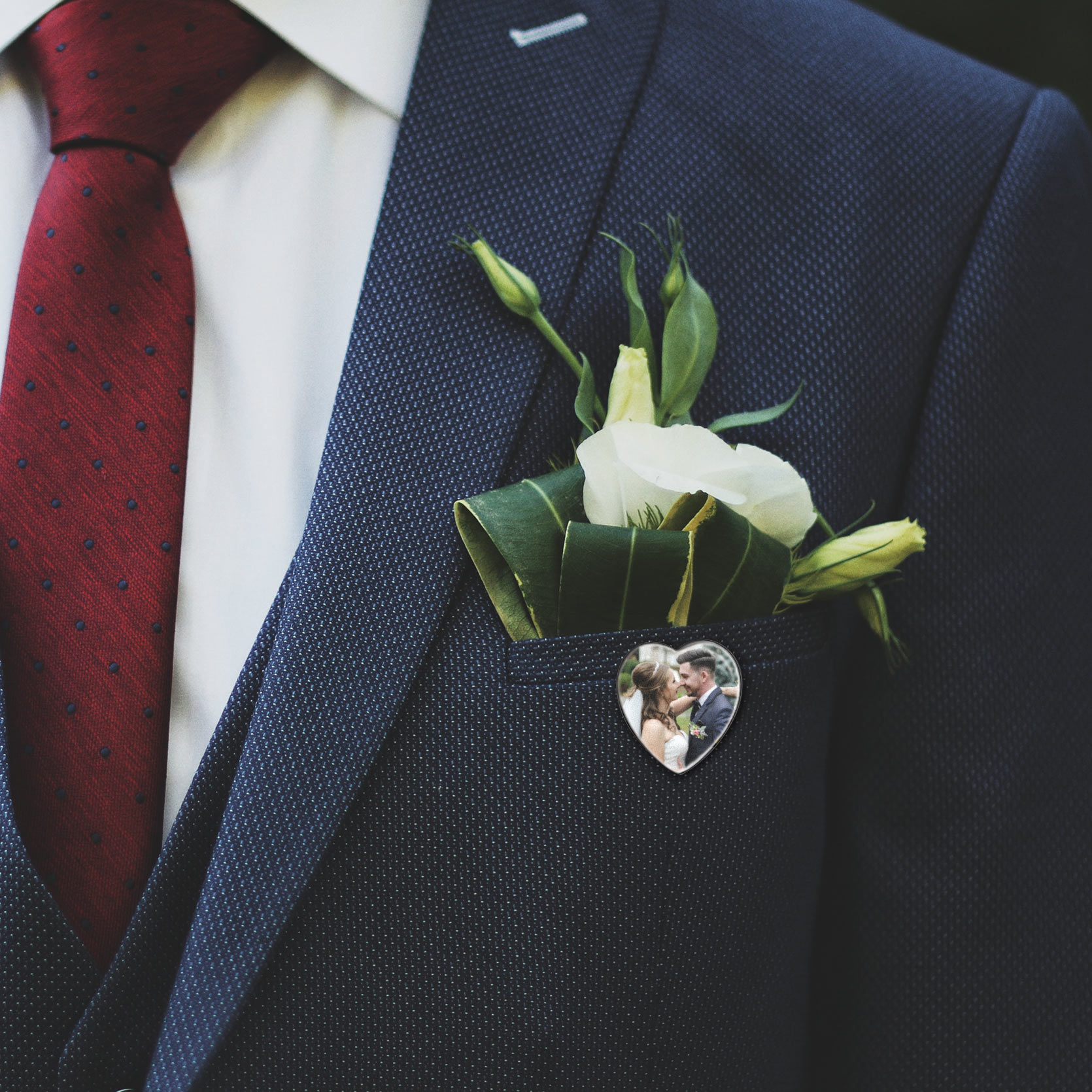 Épingles à Broche Cœur Personnalisées pour Bouquet de Mariage