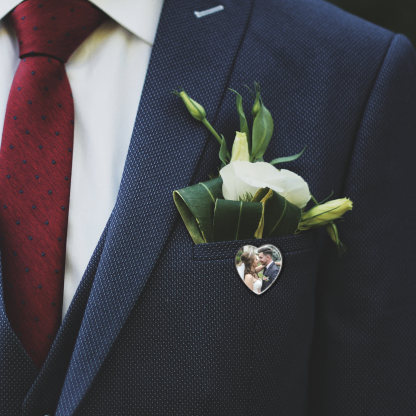 Épingles à Broche Cœur Personnalisées pour Bouquet de Mariage