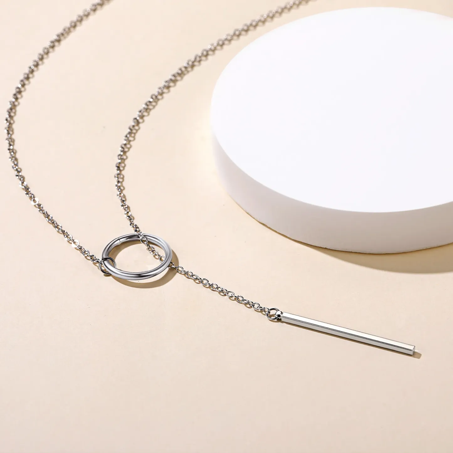 Collier Y en Forme de Barre Personnalisable avec Gravure Scène Argenté