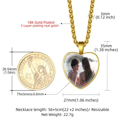 Collier Cœur Personnalisé avec Photo Gravée pour Femme Taille