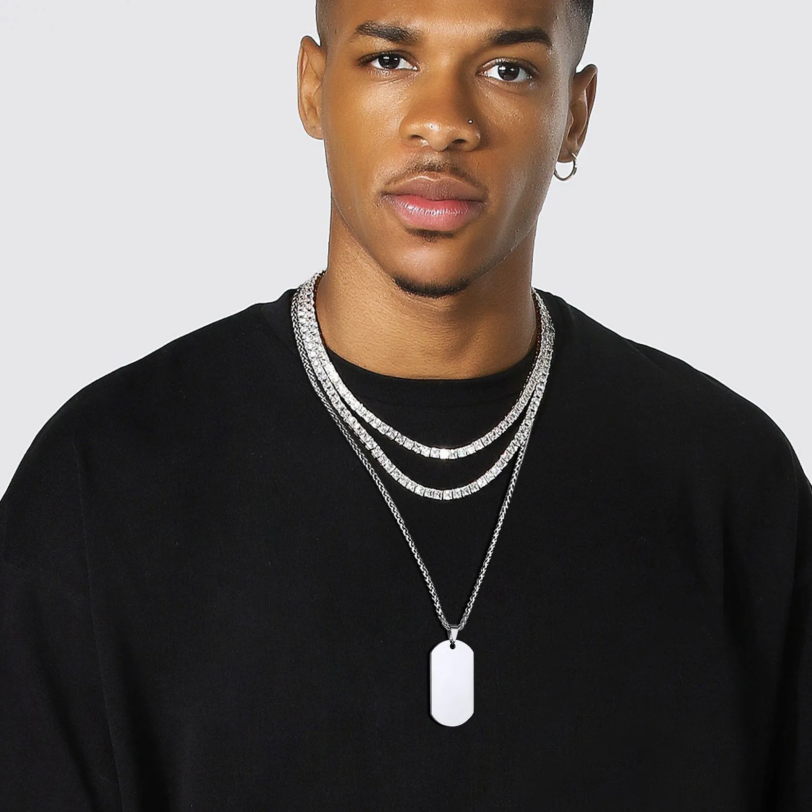 Collier Plaque Militaire Personnalisé Gravé Recto-Verso Modèle