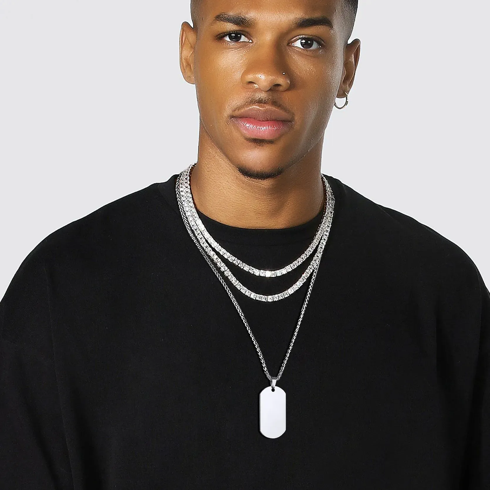 Collier Plaque Militaire Personnalisé Gravé Recto-Verso Modèle