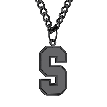 Collier Lettre en Acier Inoxydable avec Chaîne Cuban Link