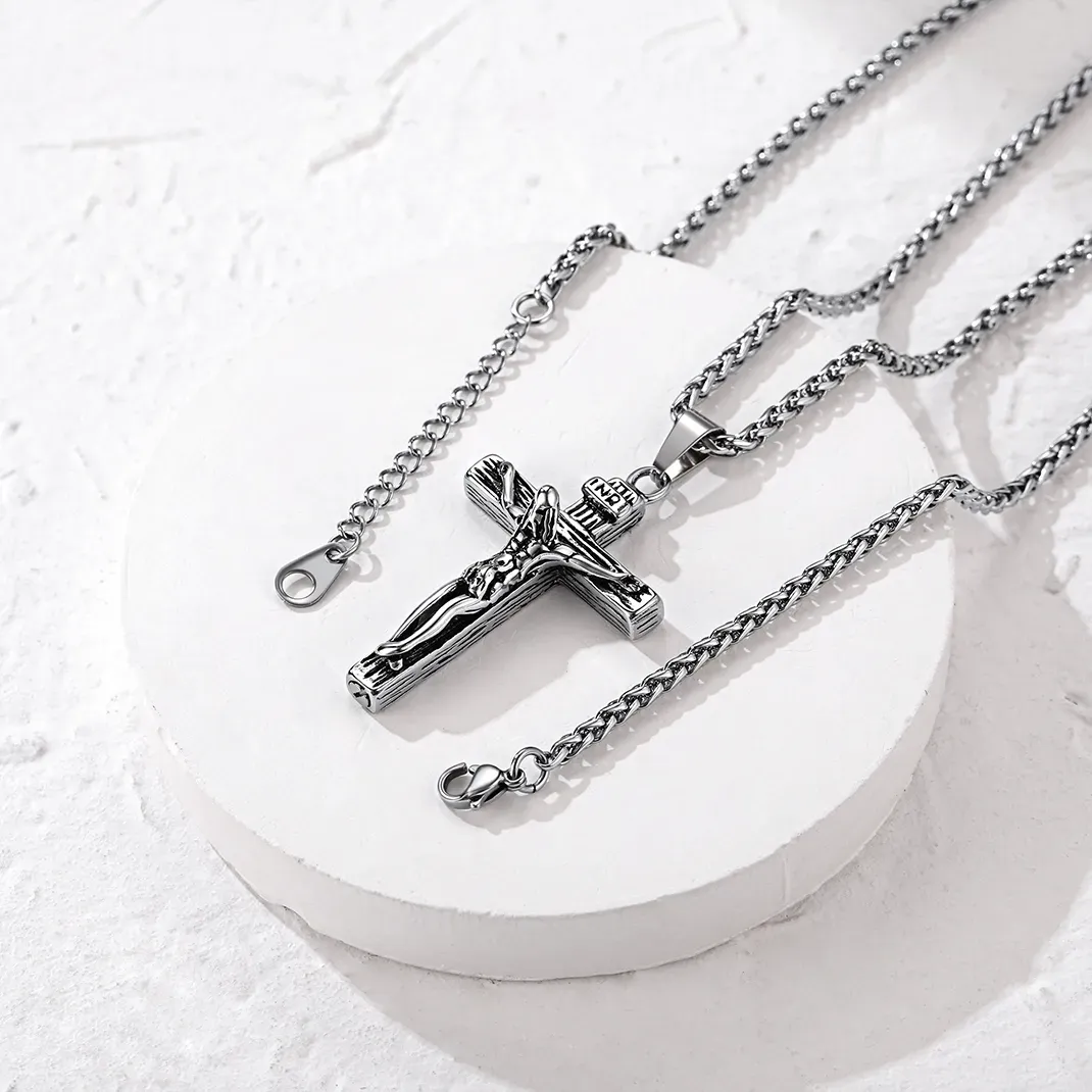 Collier Croix Jésus Urne Funéraire pour Cendres