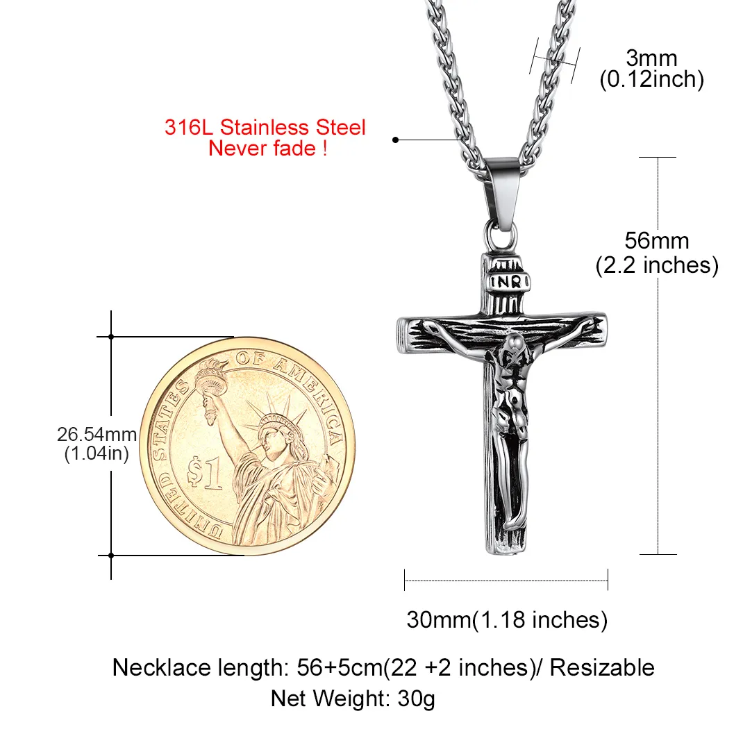 Collier Croix Jésus Urne Funéraire et Bijou Commémoratif Taille