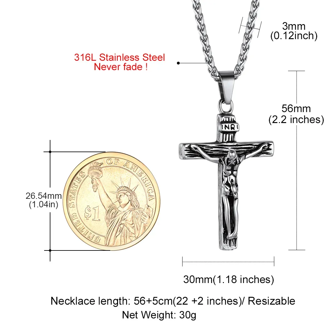 Collier Croix Jésus Urne Funéraire et Bijou Commémoratif Taille