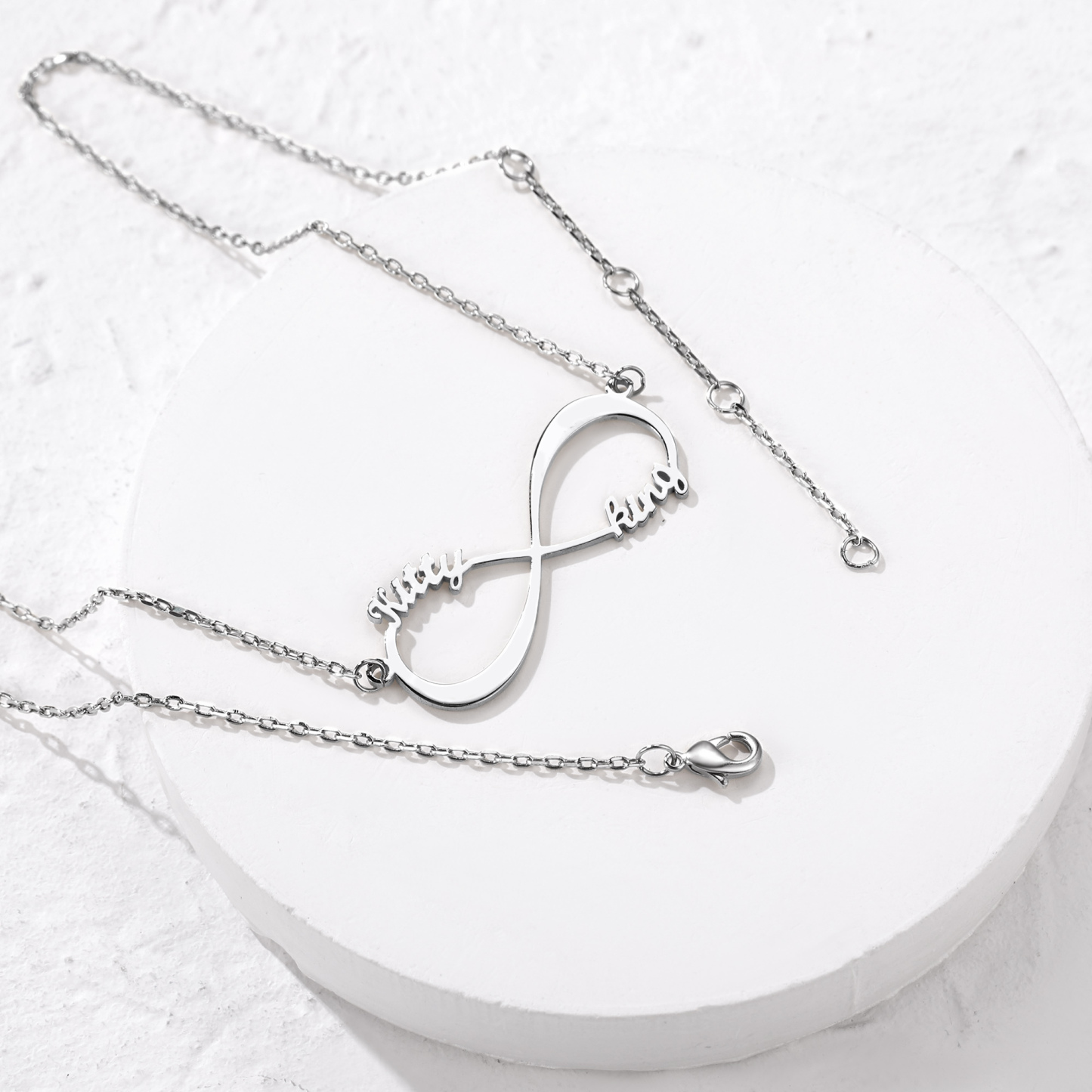 Collier Infini Argenté Personnalisé avec Nom pour Femme 