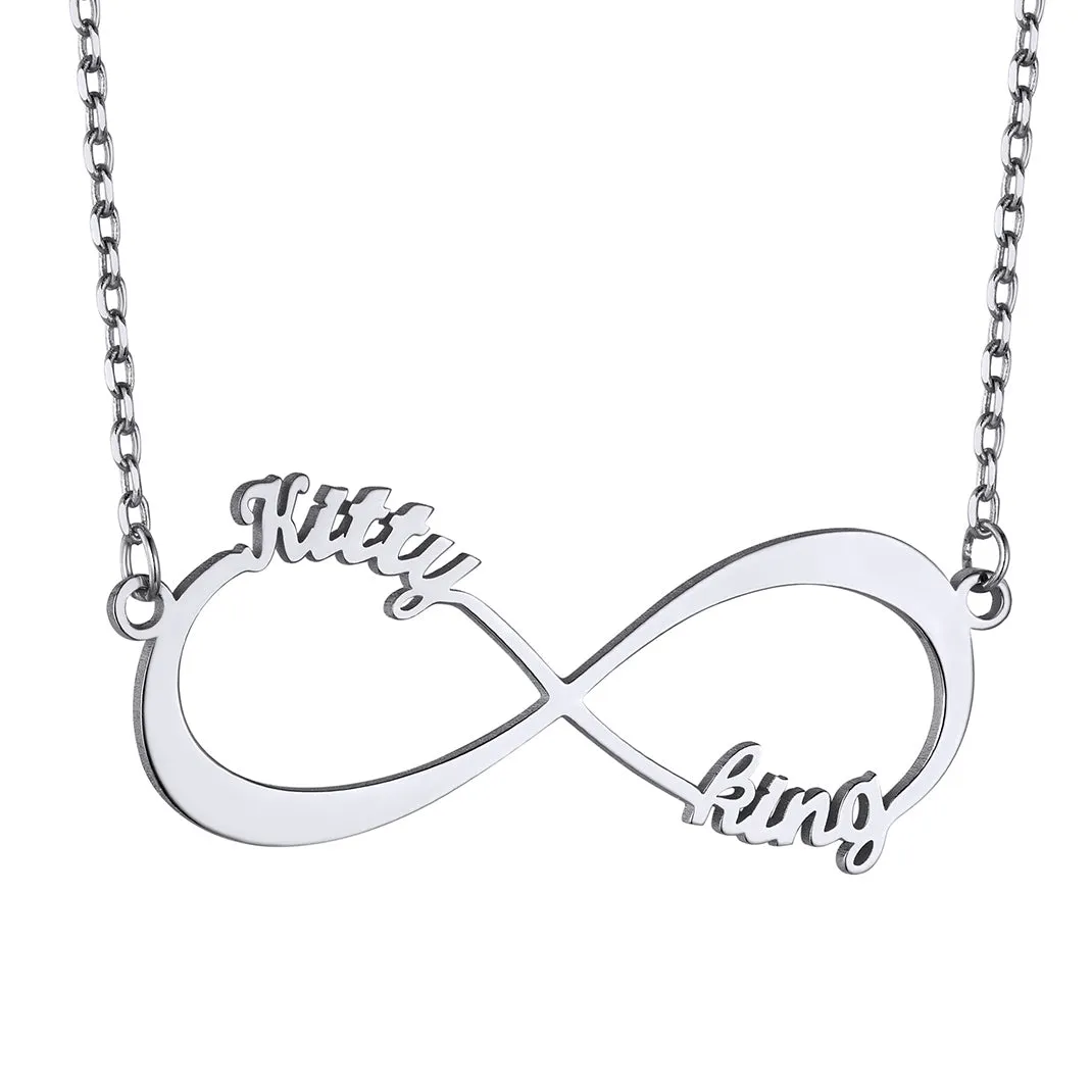 Collier Infini Personnalisé avec Nom pour Femme Argenté