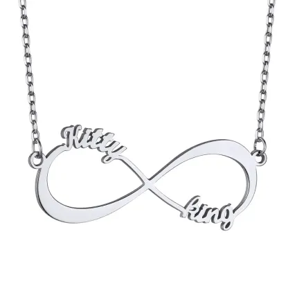 Collier Infini Personnalisé avec Nom pour Femme Argenté