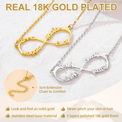 Collier Infini Personnalisé avec Nom pour Femme Détail