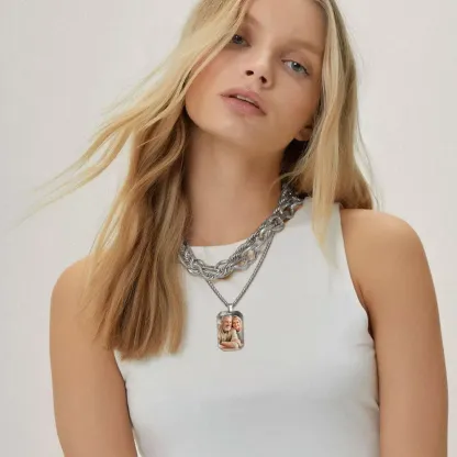 Collier Plaque Militaire Personnalisé avec Photo Gravée Modèle