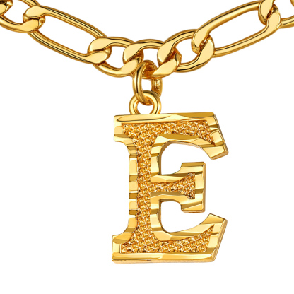 Collier Initiale Plaqué Or 14K avec Chaîne Figaro E