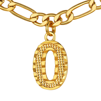 Collier Initiale Plaqué Or 14K avec Chaîne Figaro O