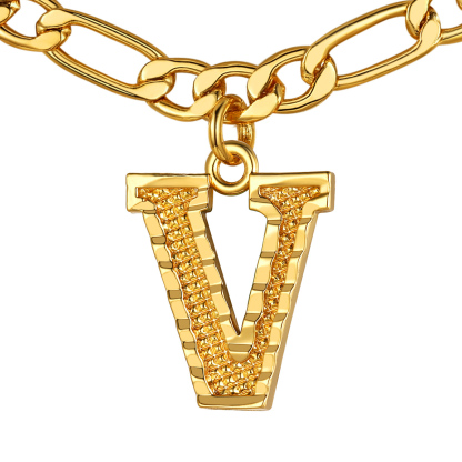 Collier Initiale Plaqué Or 14K avec Chaîne Figaro V