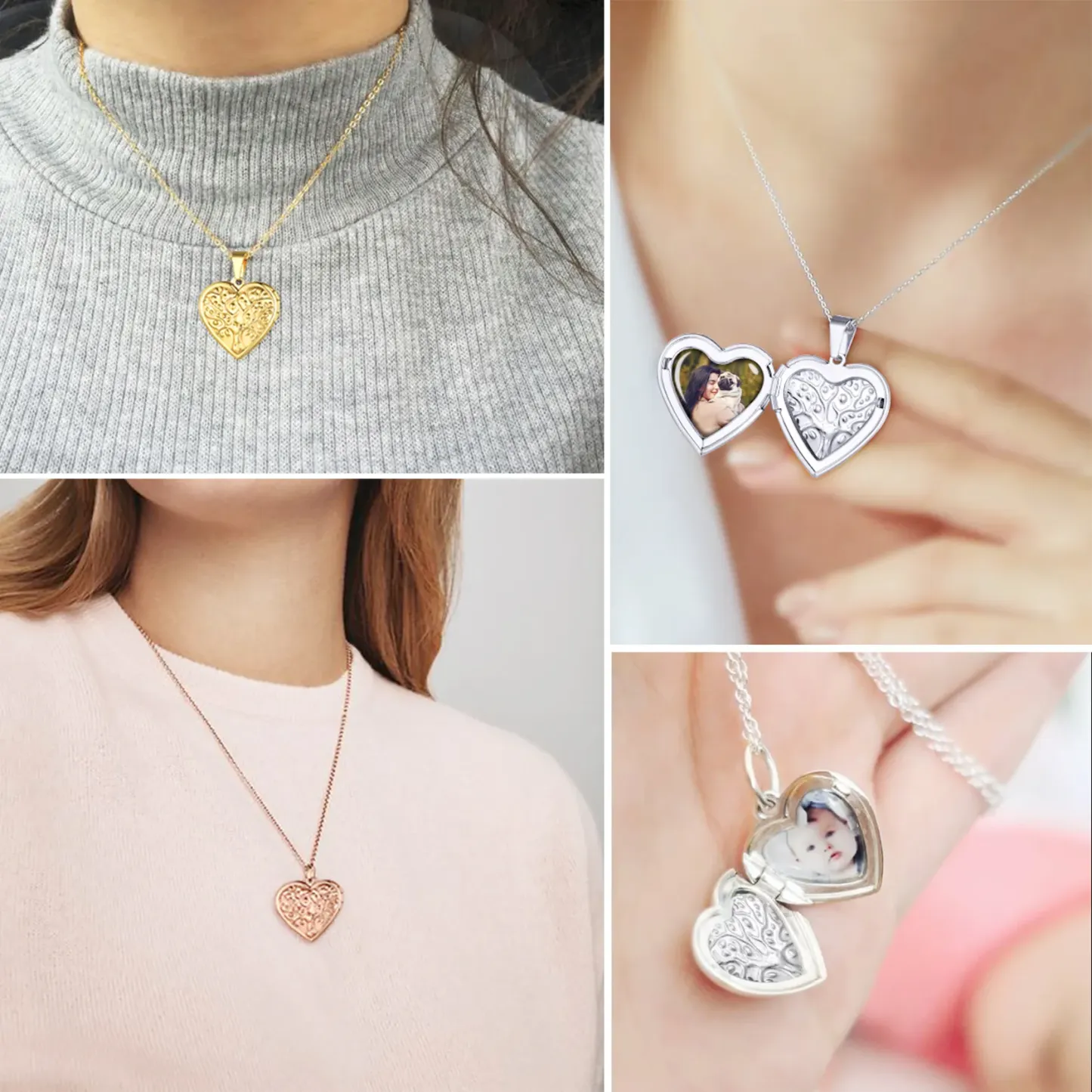 Collier Médaillon Cœur avec Photo pour Femme Modèle
