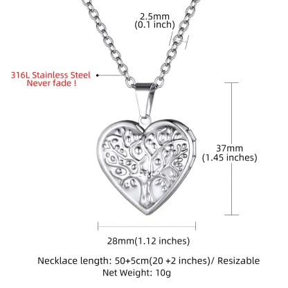 Collier Médaillon Cœur Personnalisé avec Photo pour Femme Taille