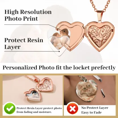 Collier Médaillon Cœur Personnalisé avec Photo pour Femme Protection