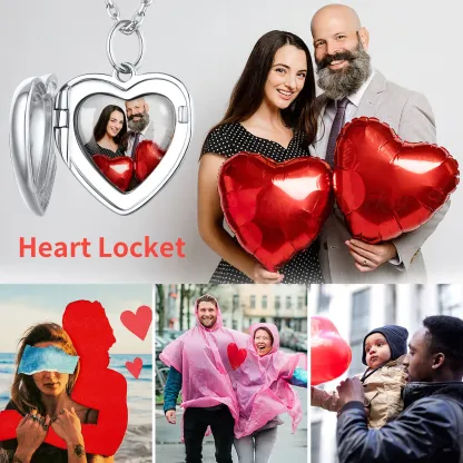 Collier Pendentif Médaillon Cœur Personnalisé  en Argent Sterling pour Femme
