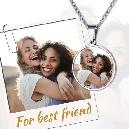 Collier Rond Personnalisé avec Photo pour Amis