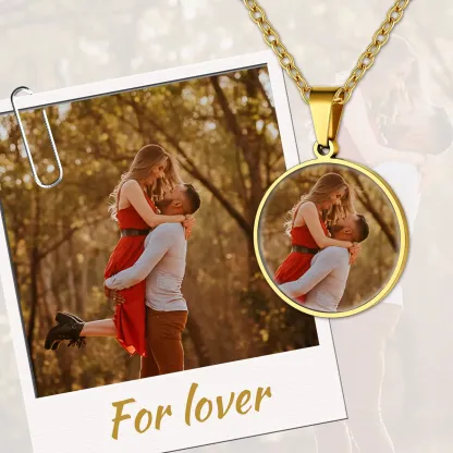 Collier Rond Personnalisé avec Photo Cadeau pour Hommes et Femmes 