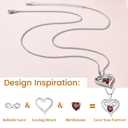 Collier Cœur Infini avec Pierre de Naissance Cadeau de Saint-Valentin Détail