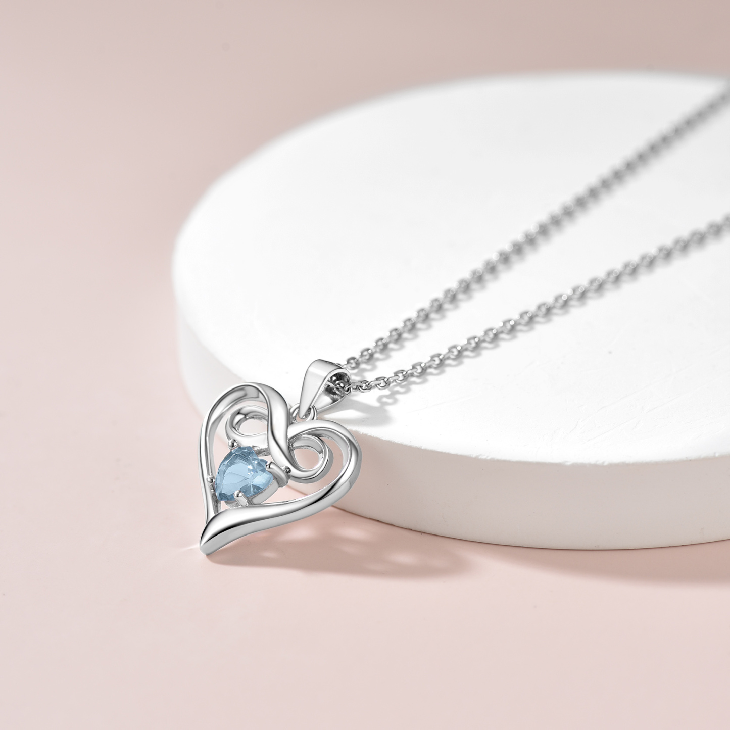 Collier Cœur Infini avec Pierre de Naissance Cadeau pour Femme